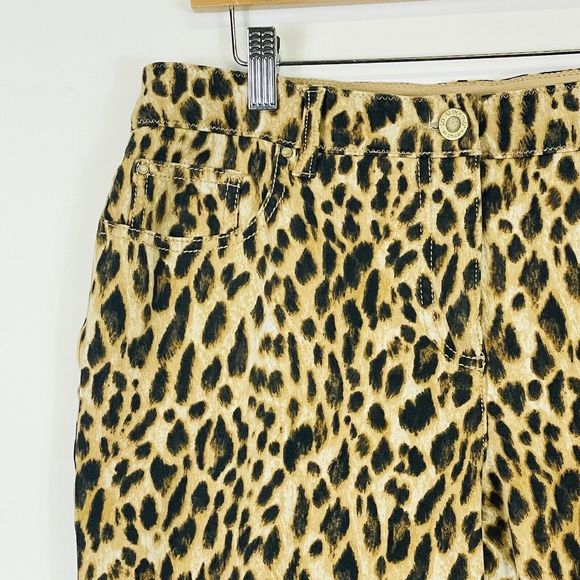 Chico's So Slimming Leopard Print Twill Stretch Elastic Pants‎ Womens 1 Medium 8 - Picture 2 of 6